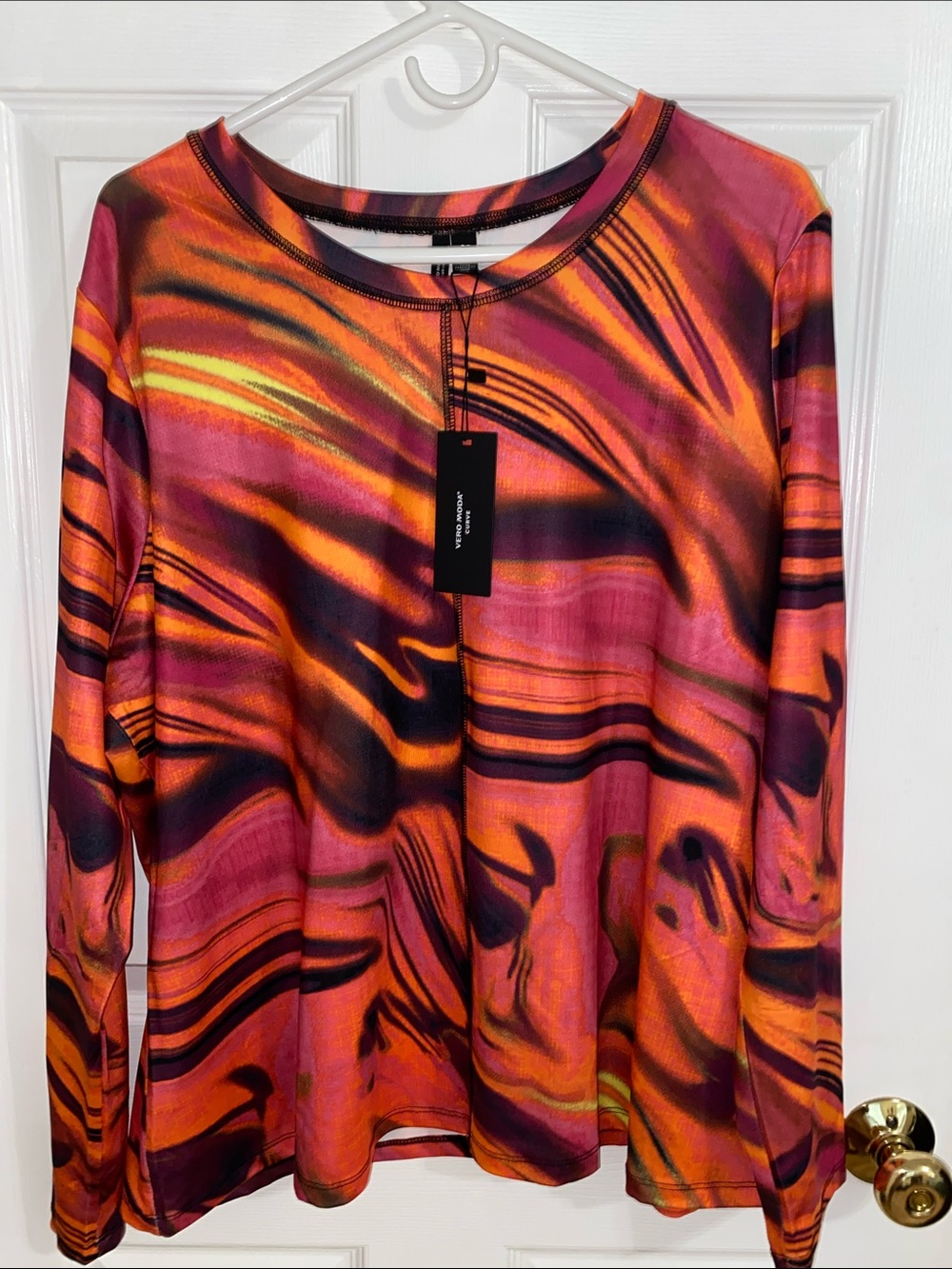 Vero Moda Sun Orange & Fuchsia Graphic Long Sleeve Top